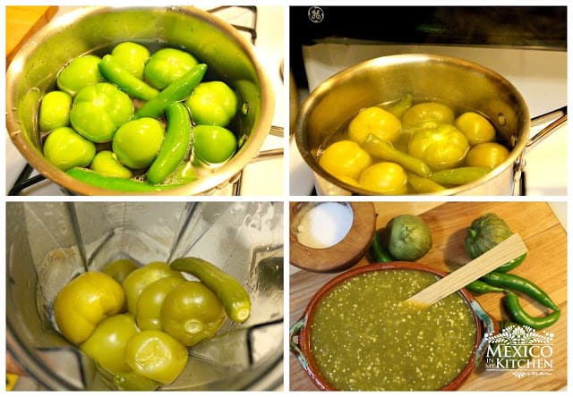 step by step process to make Mexican green sauce. 